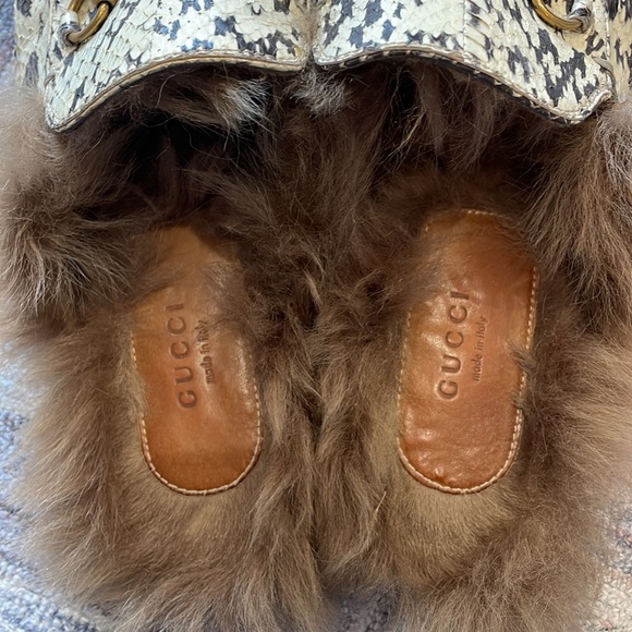 Gucci Princetown Python Fuzzy Mules w/Horsebit W 10 M 8 Unisex - Picture 8 of 10
